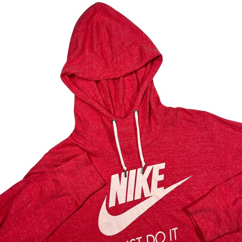 Nike Hoodie Mens‎ XL Red Just Do It Graphic Pullover Organic Cotton Blend Hoodie